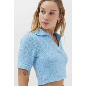 Urban Outfitters Women's Blue Knit Cropped Sweater Size Medium Y2K Vibes
